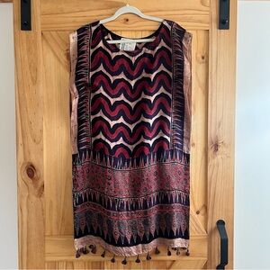 Multicolor Sleeveless Tunic with Tassels
